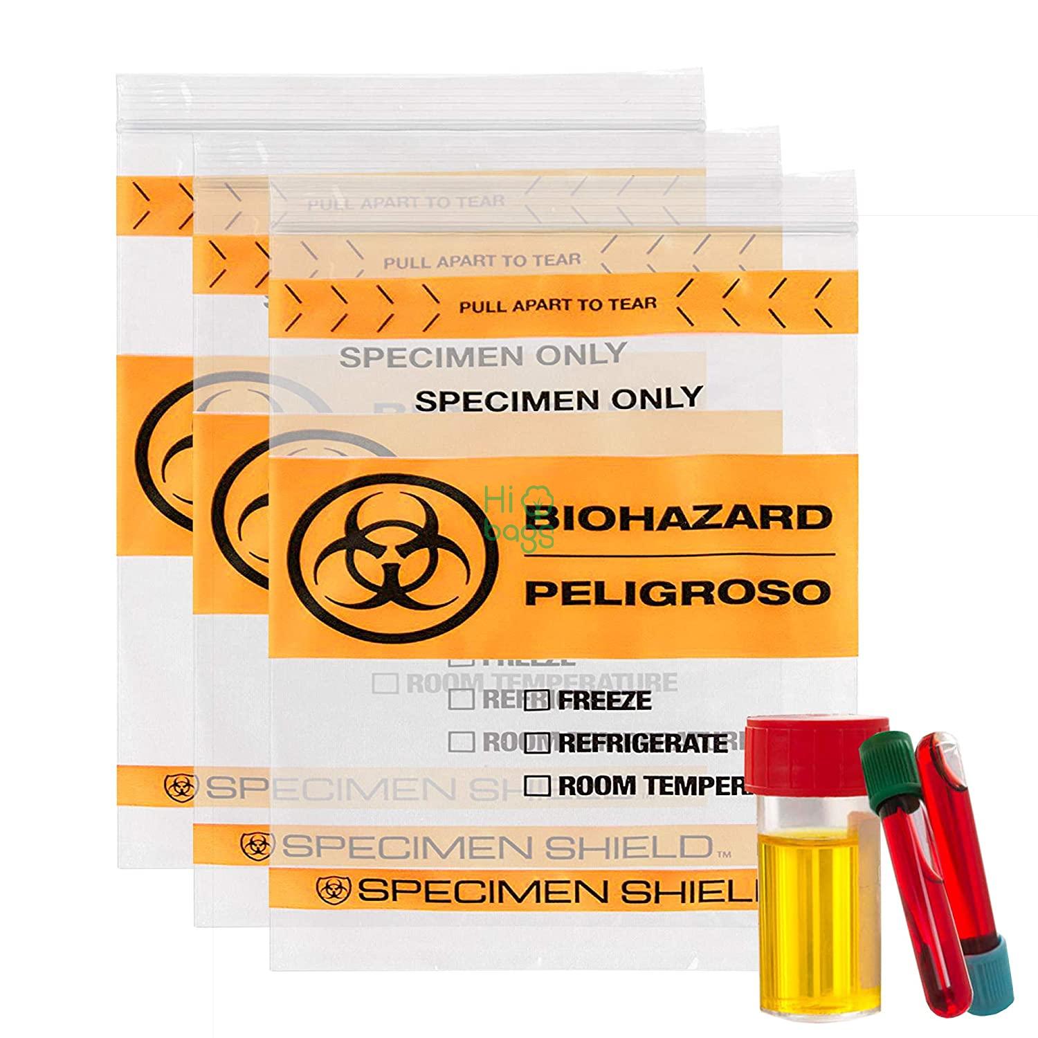 Orange and Black Seal Top Specimen Lab Transport Bags for Shipping Biohazard Specimen Bags M